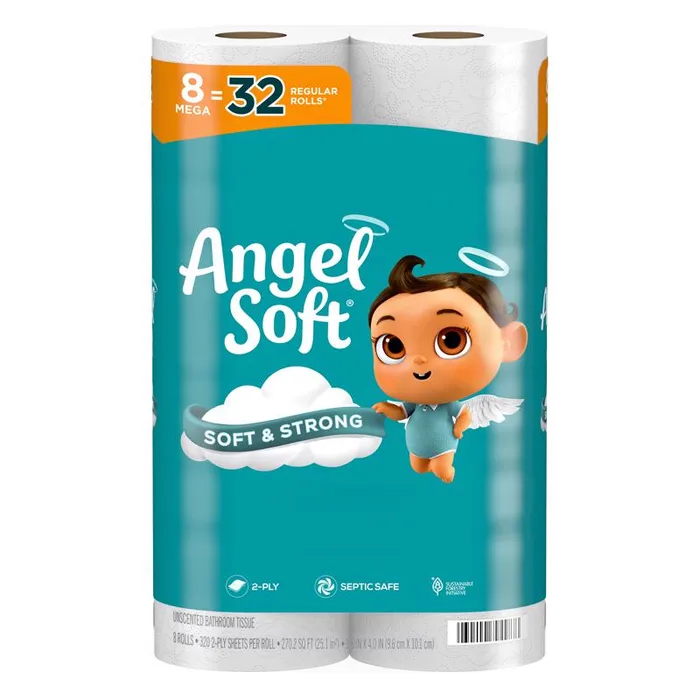 Angel Soft Toilet Paper 8 Rolls 320 sheet 4 in. (Pack of 6)