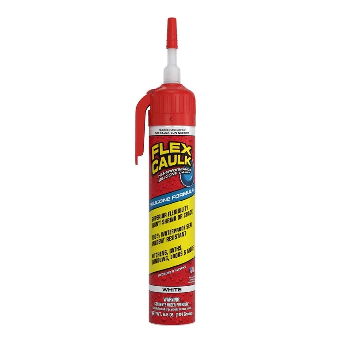 Flex Seal Family of Products Flex Caulk White Silicone All Purpose Caulk Sealant 6.5 oz (Pack of 4)