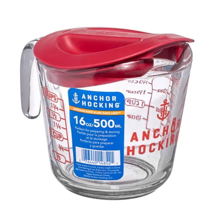 Anchor Hocking 2 cups Glass Clear/Red Measuring Cup (Pack of 4)