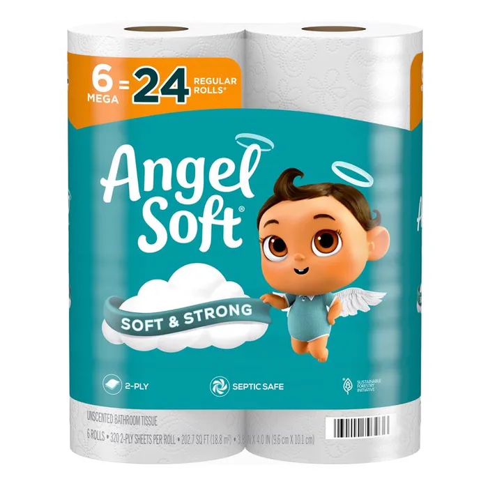Angel Soft Toilet Paper 6 Rolls 320 sheet 1280 in. (Pack of 6)
