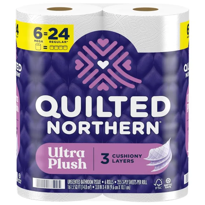 Quilted Northern Ultra Plush Toilet Paper 6 Rolls 255 sheet 1020 in. (Pack of 6)
