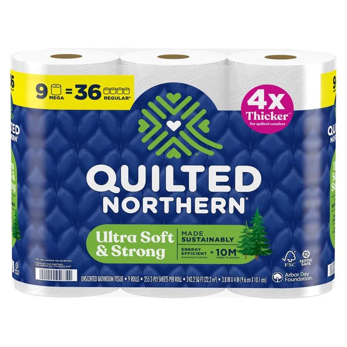 Quilted Northern Toilet Paper 9 Rolls 255 sheet 242.25 sq ft (Pack of 4)
