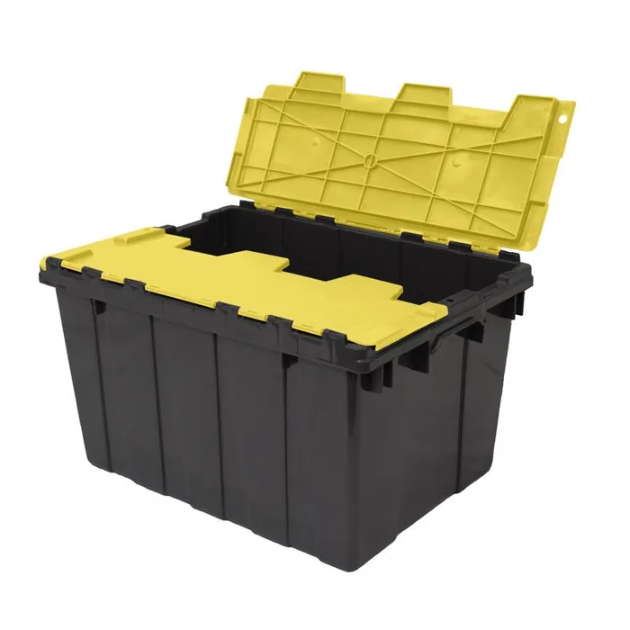 Ramtuff 12 gal Black/Yellow Hinged-Lid Tote 12 in. H X 15.25 in. W X 21.75 in. D Stackable (Pack of 6)