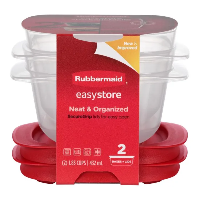 Rubbermaid Easy Store 1.83 cups clear Food Storage Container Set 2 pk (Pack of 4)