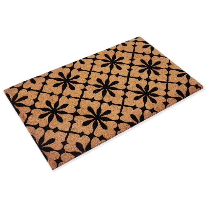 First Concept 18 in. W X 30 in. L Black/Natural Coir Door Mat