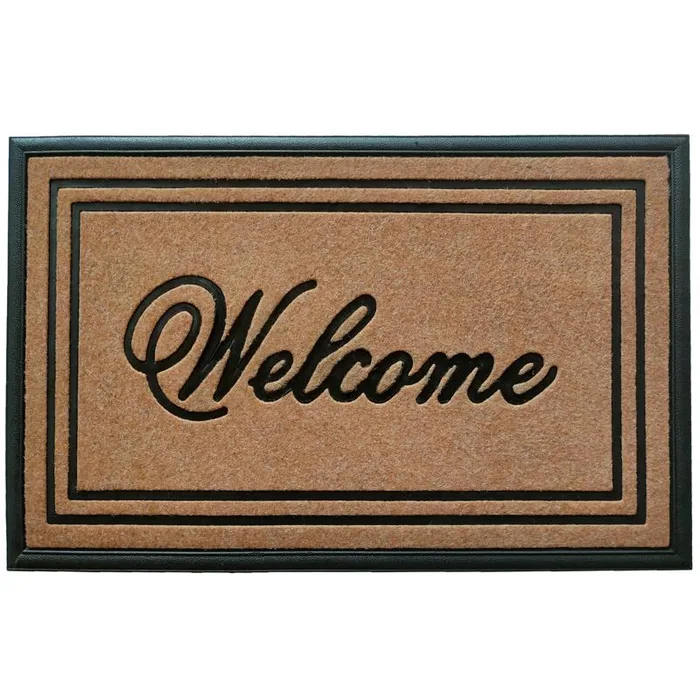 Direct Home Textiles Goup 18 in. W X 30 in. L Beige/Black Rubber Door Mat (Pack of 6)