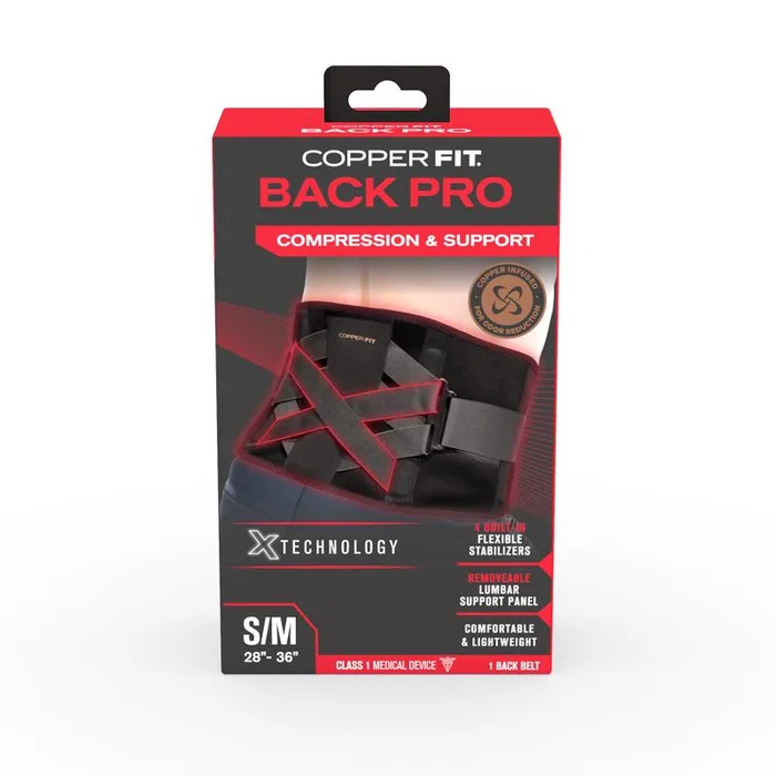 Copper Fit Back Pro Black Power X Straps Technology Compression Back Support Belt 1 pk 1 pk