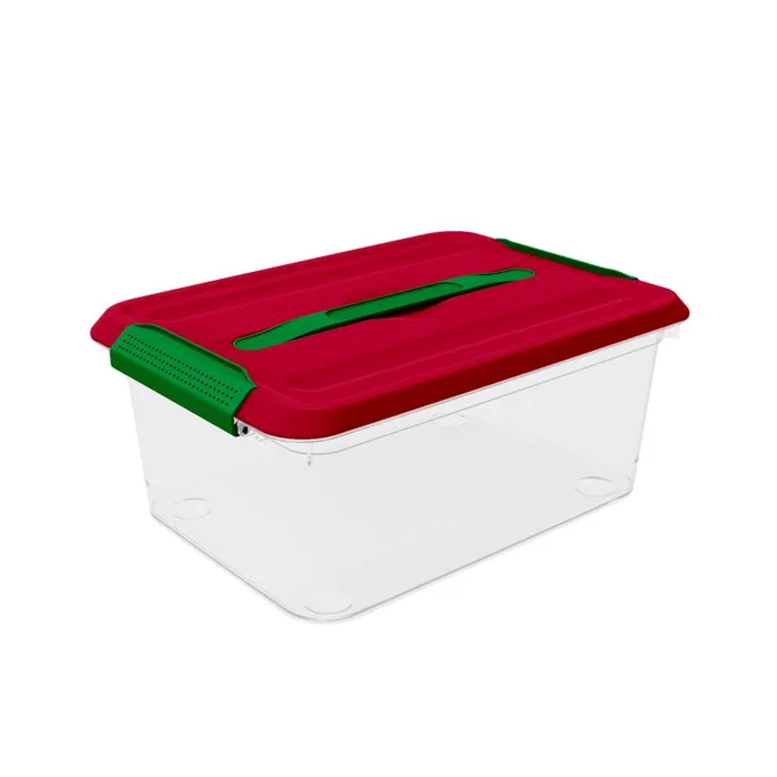 Curver Holiday 14.5 qt Clear/Red Latching Storage Box 7 in. H X 15.9 in. W X 11.2 in. D (Pack of 10)