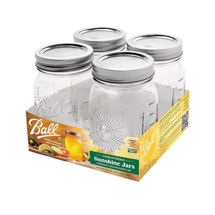Ball Sunshine Regular Mouth Mason Jar 16 oz 4 pk (Pack of 4)