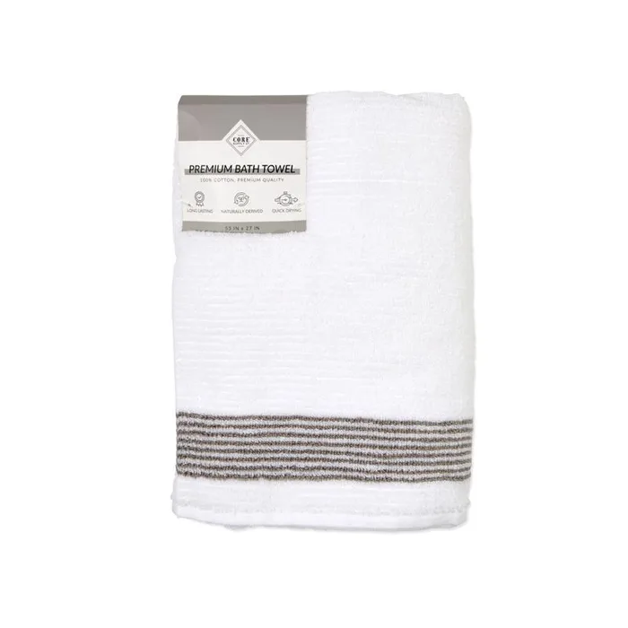 Core Home White Cotton Bath Towel 1 pc (Pack of 6)
