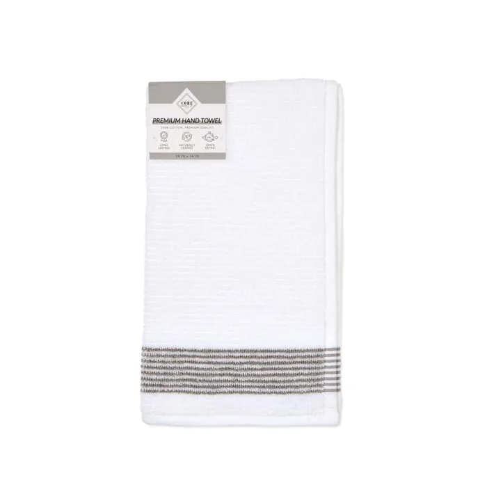 Core Home White Cotton Hand Towel 1 pc (Pack of 6)