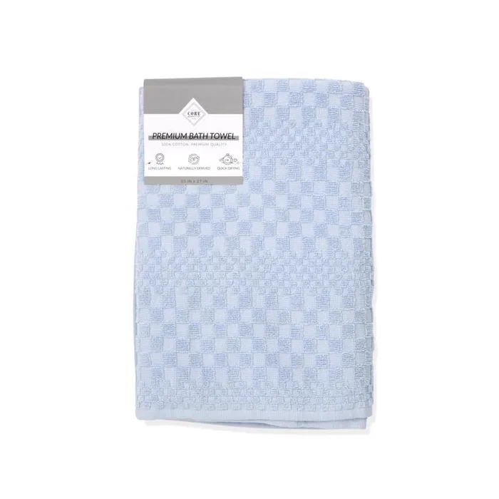 Core Home Blue Cotton Checkered Bath Towel 1 pc (Pack of 6)