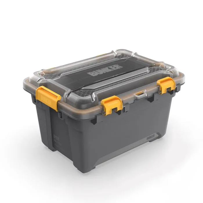 Ezystorage Bunker 5 gal Gray/Yellow Storage Bin 9.8 in. H X 13.2 in. W X 17.5 in. D Stackable (Pack of 6)