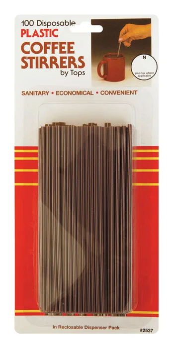 Tops Brown Plastic Coffee Stirrers (Pack of 12)