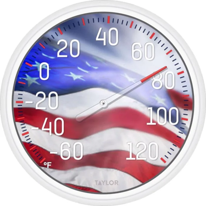 Taylor American Flag Design Dial Thermometer Plastic Multicolored 13.25 in.