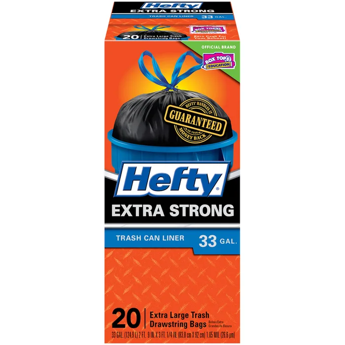 Hefty Extra Strong 33 gal No Scent Trash Bags Drawstring 20 pk (Pack of 6)
