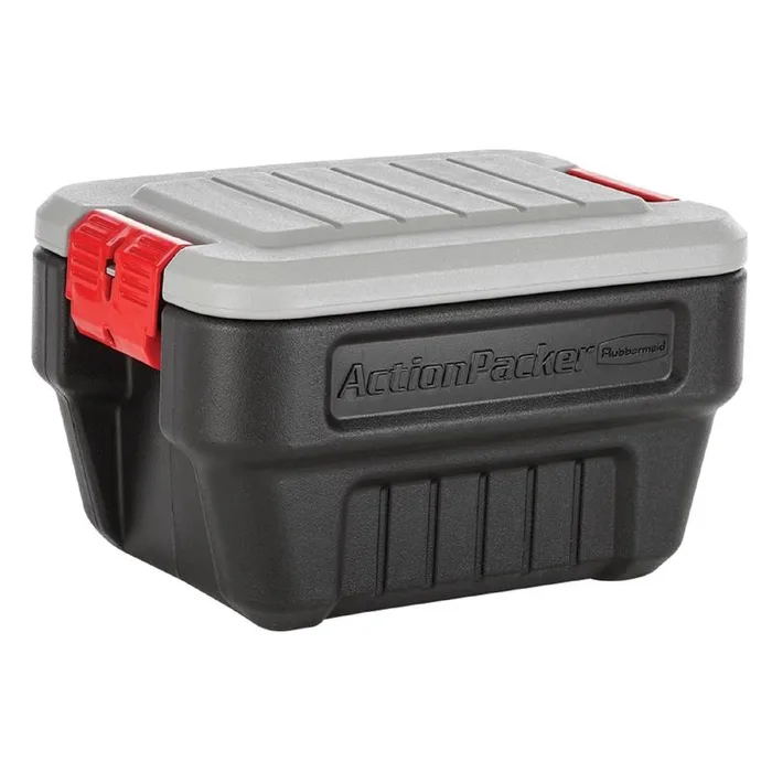 Rubbermaid ActionPacker 8 gal Black Storage Tote 12.1 in. H X 14.1 in. W X 20 in. D Stackable (Pack of 4)