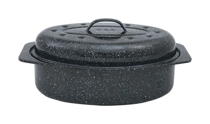 Granite Ware Porcelain Enamel Covered Roaster 7 lb Black (Pack of 2)