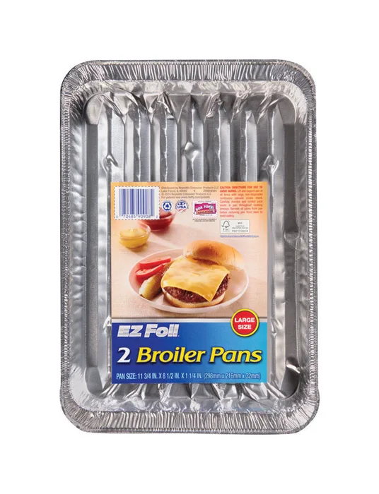 Hefty EZ Foil 8-1/2 in. W X 11-3/4 in. L Super Broiler Pan Silver 2 pk (Pack of 12)
