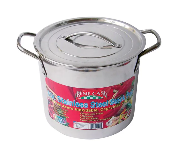 Bene Casa Stainless Steel Stock Pot 8.38 in. 8 qt Silver