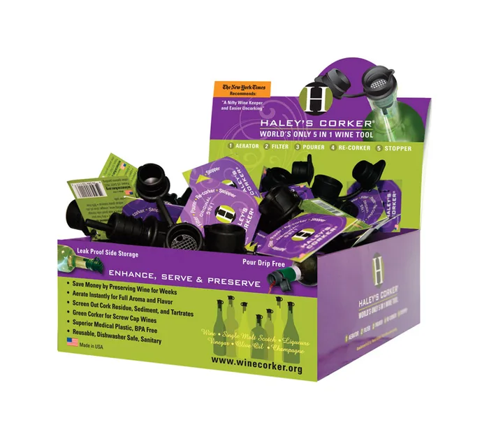 Haley's Corker Black Plastic 5-in-1 Corker/Pourer (Pack of 36)