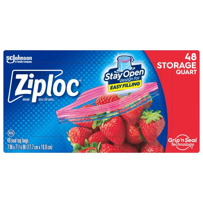 Ziploc 1 qt Clear Food Storage Bag 48 pk (Pack of 9)
