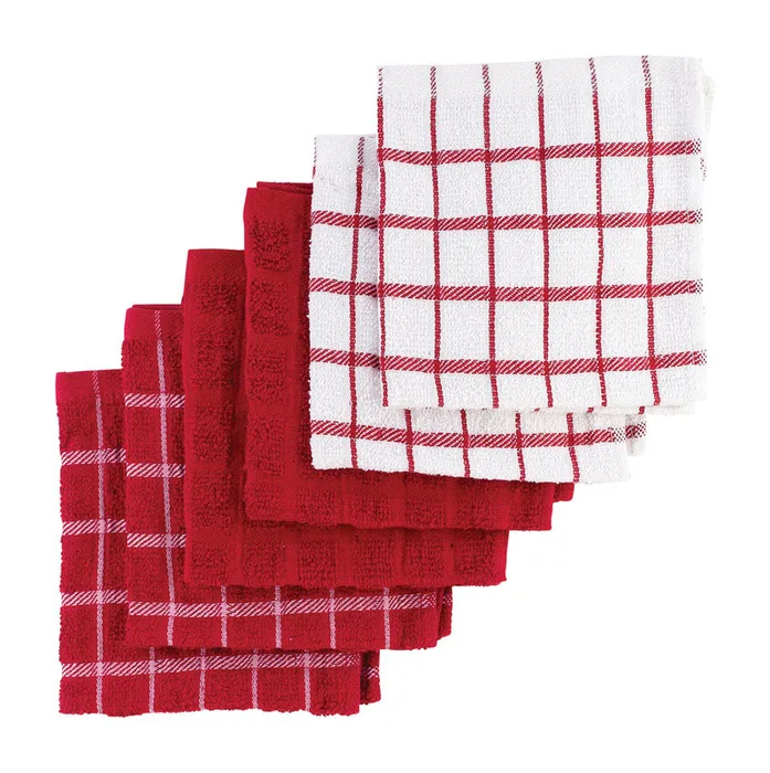 Ritz Paprika Cotton Check/Solid Dish Cloth 6 pk (Pack of 2)