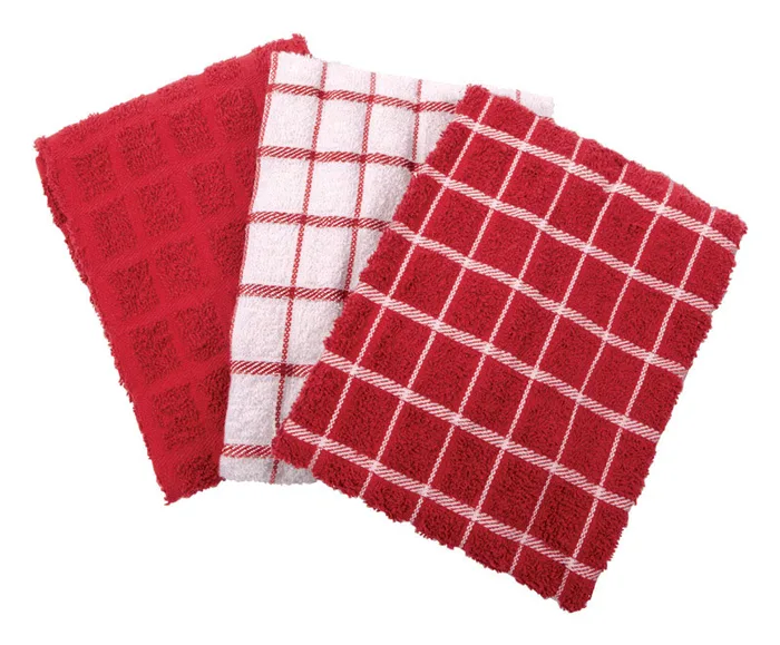 Ritz Paprika Cotton Check Kitchen Towel 3 pk (Pack of 3)