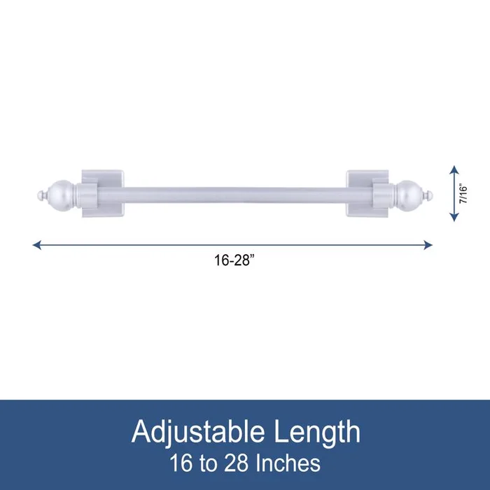 Kenney Satin Silver Traditional/Transitional Magnet Cafe Rod 16 in. L X 28 in. L