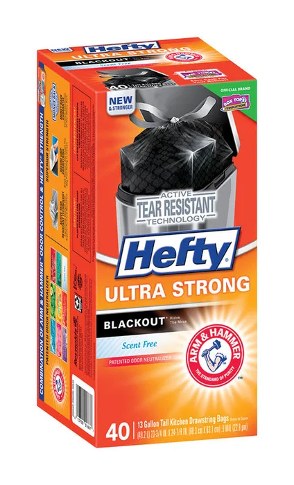 Hefty Ultra Strong 13 gal No Scent Kitchen Trash Bags Drawstring 40 pk (Pack of 6)