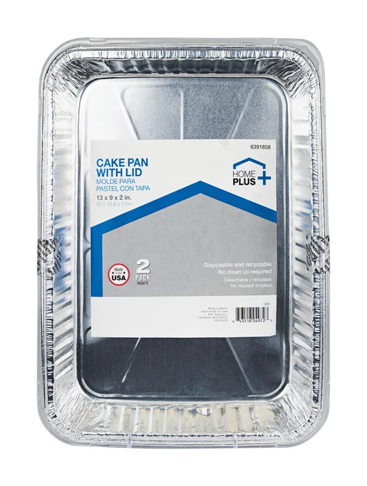 Home Plus Durable Foil 9 in. W X 13 in. L Cake Pan Silver 2 pk (Pack of 12)
