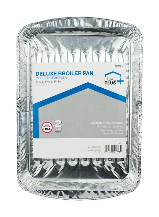 Home Plus Durable Foil 8-1/2 in. W X 11-3/4 in. L Broiler Pan Silver 2 pk (Pack of 12)