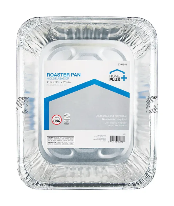 Home Plus Durable Foil 9-1/4 in. W X 11-3/4 in. L Roaster Pan Silver 2 pk (Pack of 12)