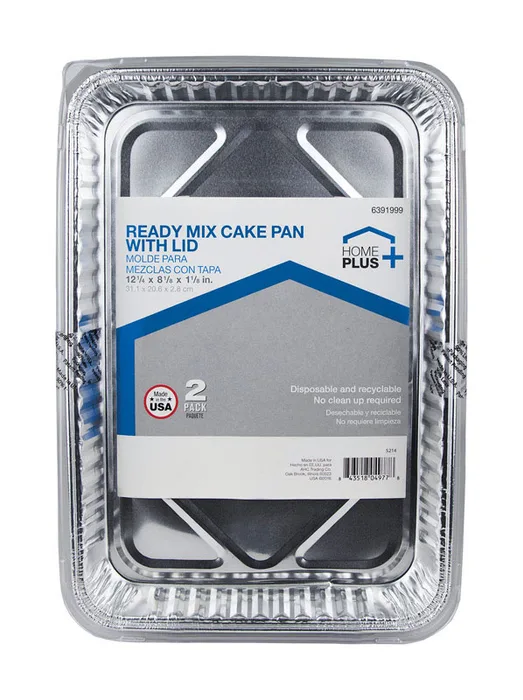 Home Plus Durable Foil 8-1/8 in. W X 12-1/4 in. L Cake Pan Silver 2 pk (Pack of 12)