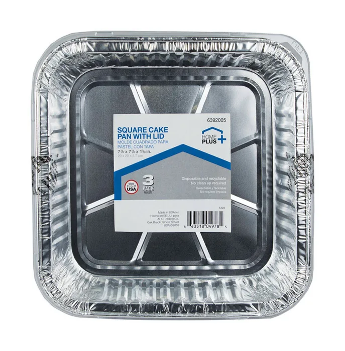 Home Plus Durable Foil 7-7/8 in. W X 7-7/8 in. L Cake Pan Silver 3 pk (Pack of 12)