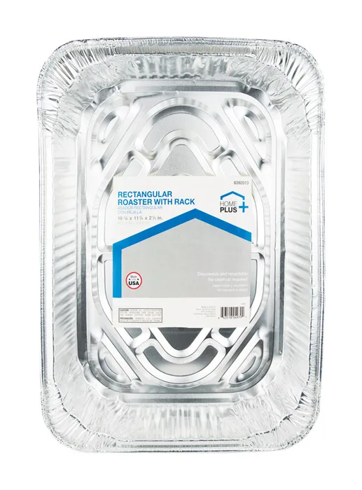 Home Plus Durable Foil Aluminum Roaster with Rack Silver (Pack of 12)