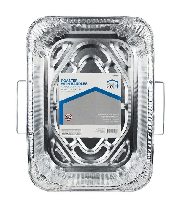 Home Plus Durable Foil 11-7/8 in. W X 16-5/8 in. L Roaster with Handles Silver 1 pc (Pack of 12)