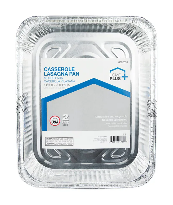Home Plus Durable Foil 9-1/4 in. W X 11-3/4 in. L Casserole Lasagna Pan Silver 2 pc (Pack of 12)