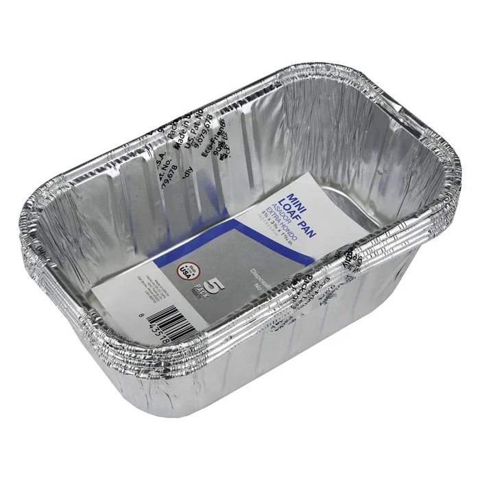 Home Plus Durable Foil 3-3/16 in. W X 5-5/8 in. L Mini Loaf Pan Silver 5 pk (Pack of 12)