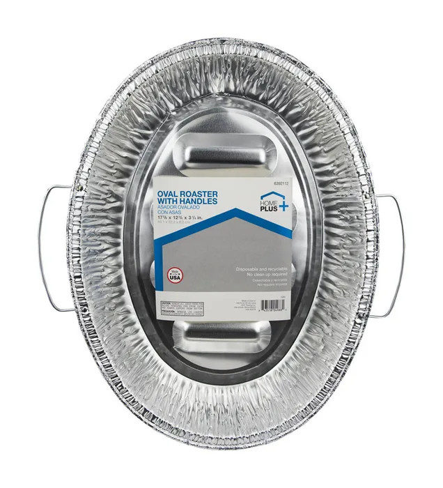 Home Plus Durable Foil 12-3/4 in. W X 17-3/8 in. L Oval Roaster Pan Silver 1 pk (Pack of 12)
