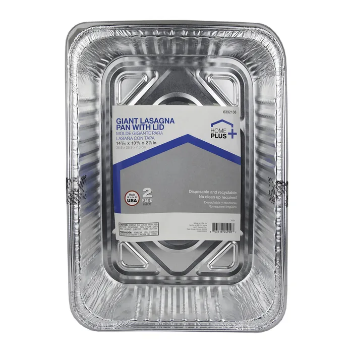 Home Plus Durable Foil 10-5/8 in. W X 14-7/16 in. L Lasagna Pan Silver 2 pc (Pack of 12)
