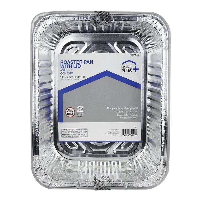 Home Plus Durable Foil 9-1/4 in. W X 11-3/4 in. L Roaster Pan Silver 2 pc (Pack of 12)