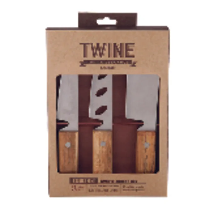TWINE Country Home Acacia Wood Rustic Cheese Cutting Set (Pack of 6)