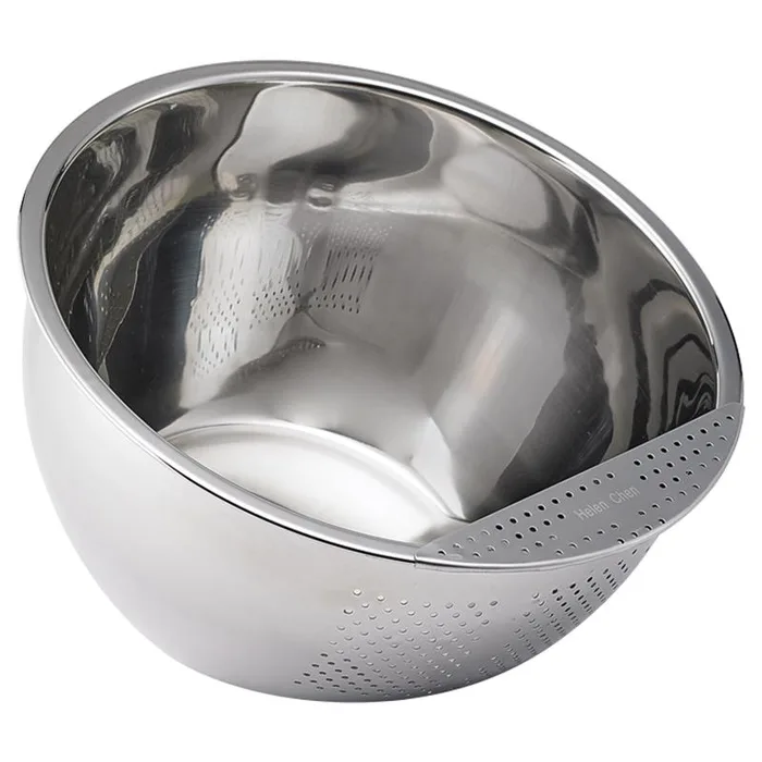 Helens Asian Kitchen Silver Stainless Steel Rice Washing Bowl 3 qt