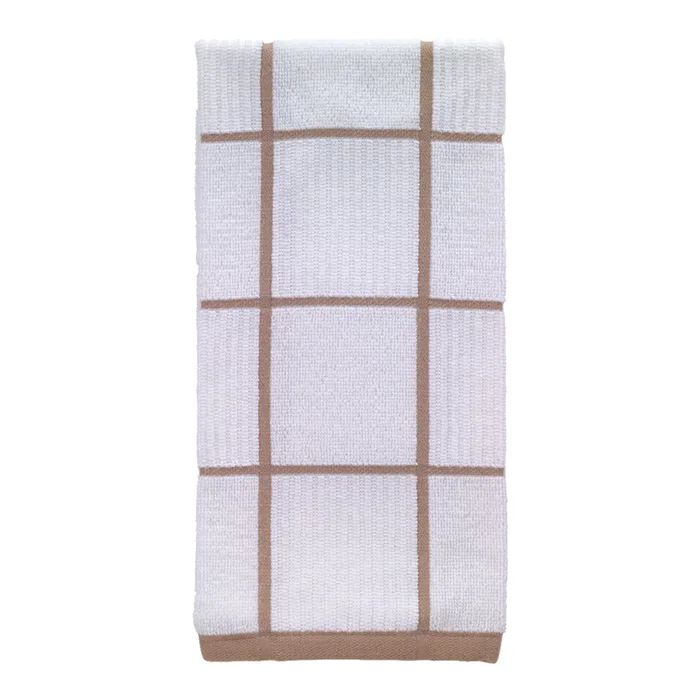 T-Fal Sand Cotton Checked Parquet Kitchen Towel 1 pk (Pack of 6)