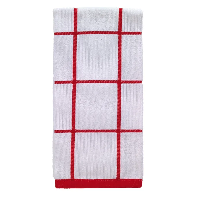 T-Fal Red Cotton Checked Parquet Kitchen Towel 1 pk (Pack of 6)