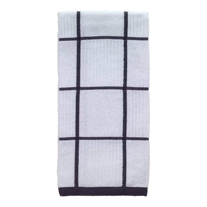 T-Fal Charcoal Cotton Checked Parquet Kitchen Towel 1 pk (Pack of 6)