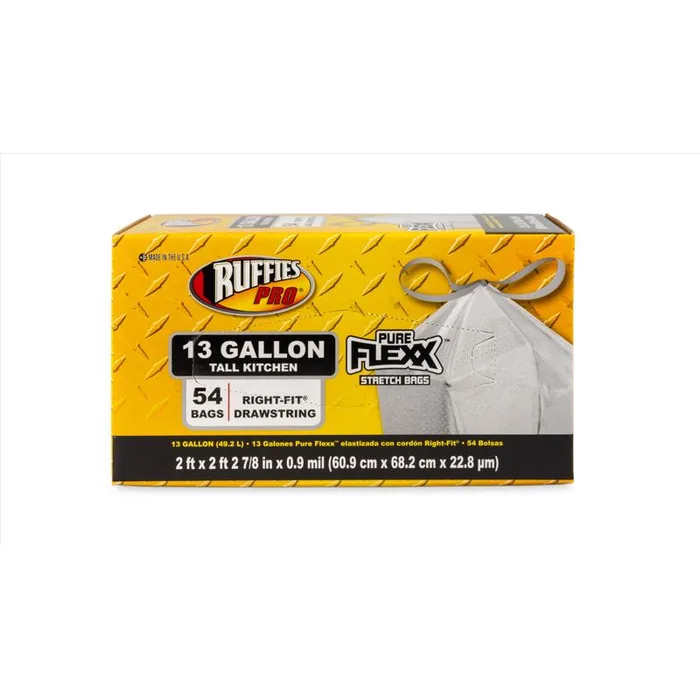 Ruffies Pro 13 gal Tall Kitchen Bags Drawstring 54 pk (Pack of 6)