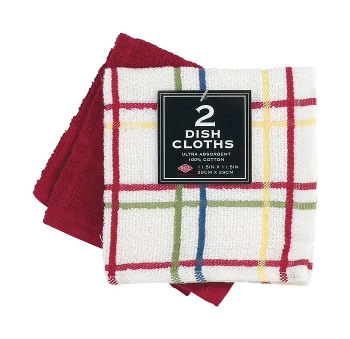 Ritz Paprika Cotton Check/Solid Dish Cloth 2 pk (Pack of 3)