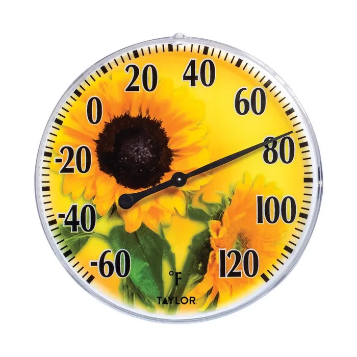 Taylor Sunflower Design Dial Thermometer Plastic Yellow 5.25 in.